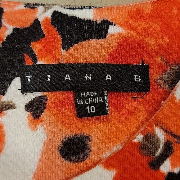 Tiani B Coral Floral Cap Sleeve A-Line Dress - Picture 12 of 14